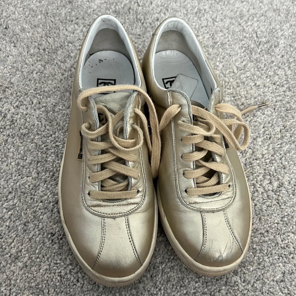 Chanel gold sneakers